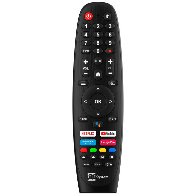 Telecomando originale per Android TV TELE System. Bluetooth, Controllo vocale Google Assistant
