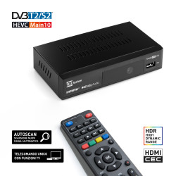 TELE System Decoder satellitare e terrestre TS4020 PRO T2S2 con telecomando unico per Decoder e TV.