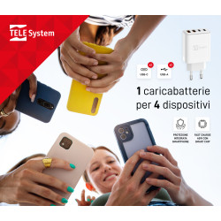 1 caricabatterie per 4 smartphone e tablet